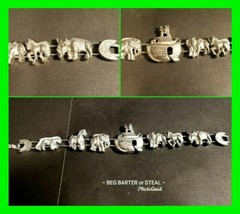 Unique Beautiful Articulated Links NOAH&#39;S ARK  Bracelet ~ Silver Tone ~ Women&#39;s - £19.77 GBP