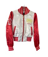 Ecko Red Womens Size Small White Satin Jacket red Coat Full Zip Vintage ... - £54.50 GBP