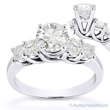 Forever ONE D-E-F Round Cut Moissanite 5-Stone Engagement Ring in 14k White Gold - £794.62 GBP+