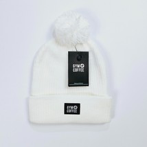 Gym + Coffee Cloud Bobble White Beanie Hat One Size NEW - £14.97 GBP
