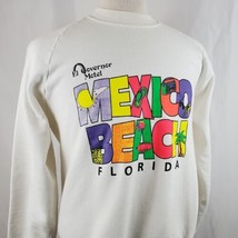 Mexico Beach Florida Vintage Sweatshirt XL White Neon Raglan Sleeve Tour... - £17.69 GBP