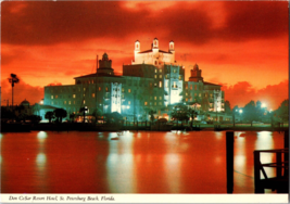 Vtg Postcard Don Cesar Resort Hotel at night, St. Petersburg Beach Fla. PM 1984 - £5.16 GBP