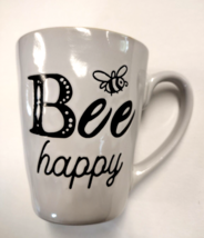 Bee Happy Coffee Mug or Tea Cup, Yellow, Black and White, New - $13.85