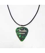 SALE Fender Guitar Pick  Pendant Necklace  Dark Green    Adjustable Unis... - £4.69 GBP