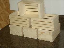 6 - &quot;A&quot; unfinished wooden crates, small wood crate, 8&quot; L, 5 1/4&quot; W. 3 3/4&quot; h woo - £20.59 GBP