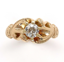 14k Gold Victorian Fancy Belcher .50ct Genuine Natural Diamond Men&#39;s Ring #J6536 - £1,186.38 GBP