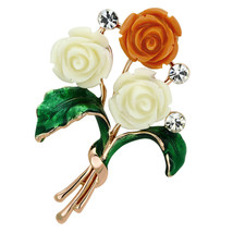 LO2790 - Flash Rose Gold White Metal Brooches with Synthetic Synthetic Stone in  - $33.82 CAD
