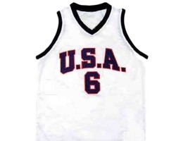 Lebron James #6 Team USA New Men Basketball Jersey White Any Size image 4