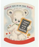 Vintage Valentine Card Bear With Slate Chalk This Up American Greetings - £6.32 GBP