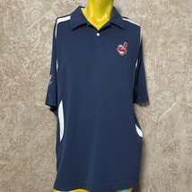 Cleveland Indians Polo Shirt Adult Extra Large Blue White MLB Baseball Mens - $21.28