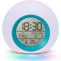 Kids Alarm Clock 7 Color Nightlight Snooze Temperature Detect Great for Dorm Too - $14.94