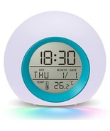 Kids Alarm Clock 7 Color Nightlight Snooze Temperature Detect Great for ... - $14.94