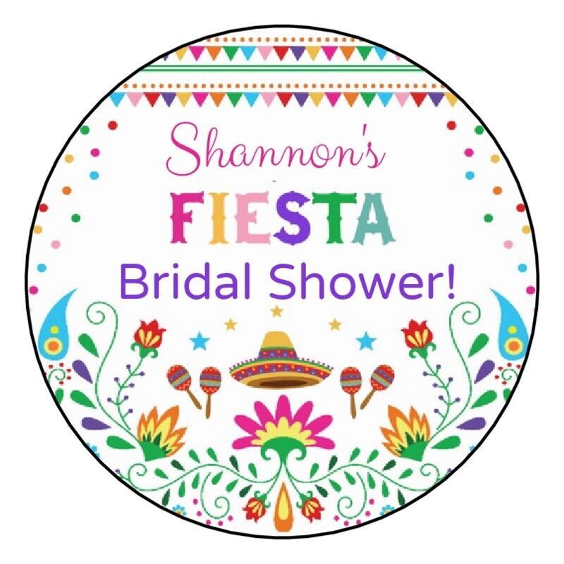 Primary image for 12 Personalized Fiesta Bridal Shower Stickers Labels Tags Favors