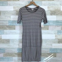 LuLaRoe Julia Midi T Shirt Dress Brown Striped Womens XS NWT - £15.25 GBP