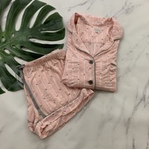 PJ Salvage Star Print Pajama Set Size S Pink Gray Shorts 3/4 Sleeve Top Pjs - £23.35 GBP
