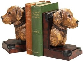 Bookends Bookend TRADITIONAL Lodge Yellow Lab Labrador Dog Head Dogs Resin - £204.85 GBP