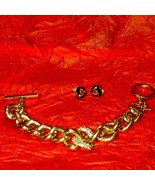 Victoria secret golden rhinestone bracelet and black and gold pair of ea... - £24.86 GBP