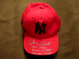Jim Coates 1961-1962 Wsc 1960 A/S Yankees Pitcher Auto Vintage Red Cap Hat Jsa - £94.60 GBP