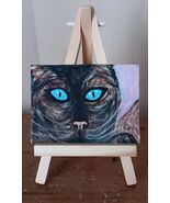 ACEO Original Siamese Burmese Cat Eyes Painting Signed Collectible Mini ... - $12.05