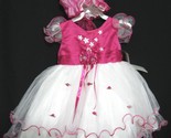 NWT Wonser Yki Baby Girl Pageant Party Dress Bonnet 24 month L Pink &amp; Wh... - $32.62