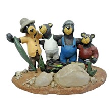Bear Buddies Group Catch Figurine Fishing Stoneware Fish Basket Fisherma... - $502.71 MXN