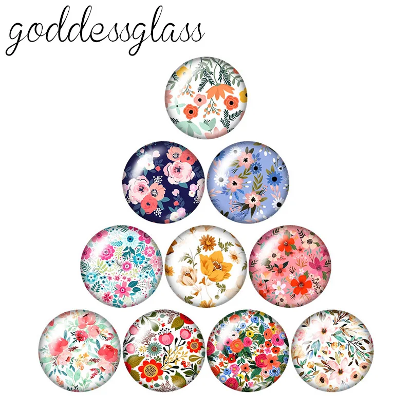 New Flowers Drawings patterns 10pcs 12mm/18mm/20mm/25mm Round photo gl cabochon  - £90.84 GBP