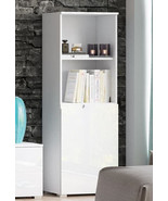 Santino White Gloss Short Narrow Bookcase S10 - £188.82 GBP