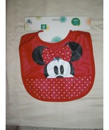 Disney Store Minnie Mouse Red Soft Vinyl Bib with Catch All Pocket New W/T - £10.19 GBP
