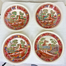 4 Spode Delft Fruit Saucer Bowls 2 Castles 5 1/2 Inch  NICE OLD MARKS - $29.21