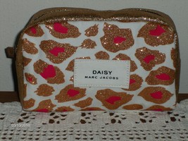 Marc Jacobs Daisy Cosmetic Bag Ivory and Pink with Gold Glitter 7 x 5 inch - £17.39 GBP