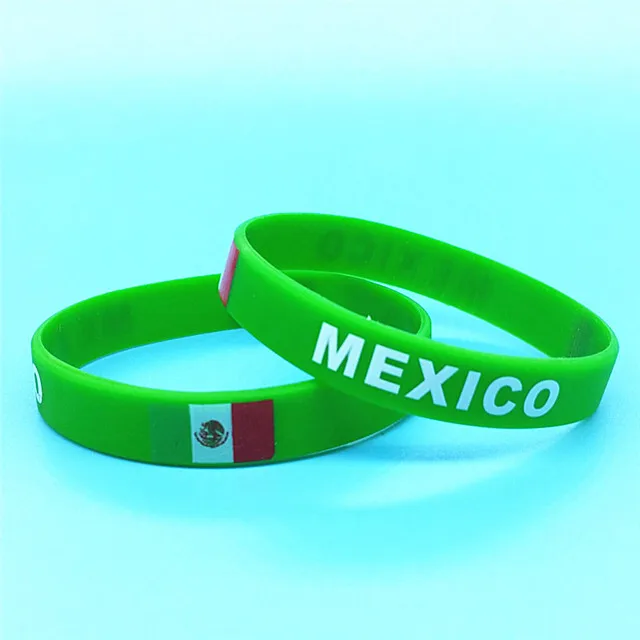 100pcs Mexico Flag Rubber Wrist Strap Men Women Print Country Sport Elastic Sili - £105.08 GBP