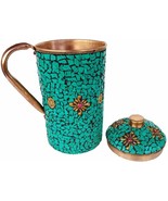 Pure Copper Jug Drinkware Set Dinnerware Tableware Pitcher outer decorated - £43.95 GBP