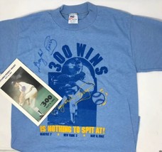 Single Stitch Nike T-Shirt VTG USA Made Autographed Gaylord Perry 300 Ga... - £197.38 GBP