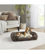 Kirkland Signature Tufted Cuddler Pet Bed, Brown Faux Leather - $53.32