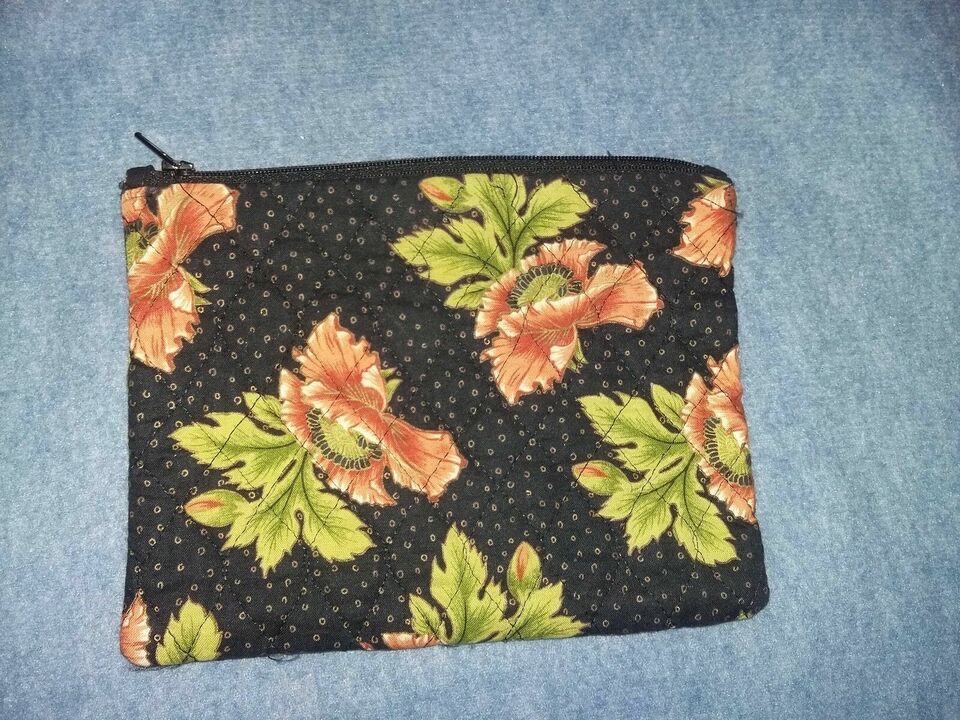 NEW makeup cosmetic case Bag Travel Storage Floral zipper Pouch Toiletry Fabric - $9.89