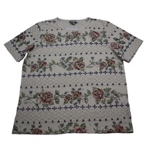 Alfred Dunner Shirt Womens PM Multicolor Short Sleeve Round Neck Floral T Shirt - £17.89 GBP