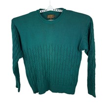Eddie Bauer Mens Size XL Tall Teal Cable Knit Cotton Sweater - $23.03