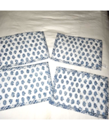 S/4 Pottery Barn Sophia Floral Block Print Quilted Placemats Blue Paisle... - £60.68 GBP