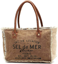 CLA Bags Sel De Mer Upcycled Canvas Hand Bag Upcycled Canvas &amp; Cowhide T... - £27.17 GBP+