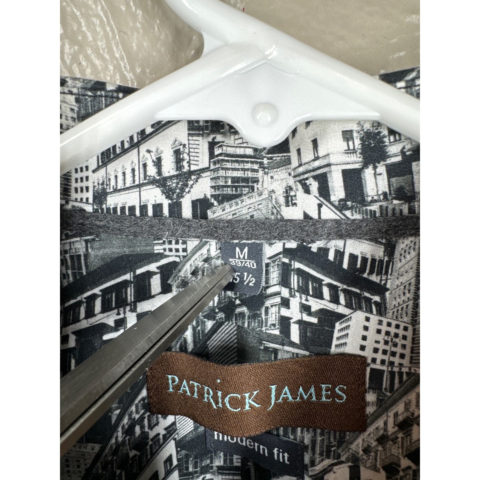 Patrick James Shirt Mens Button Up Causal Long Sleeve Black Gray Size Medium  Item image 3