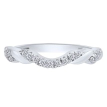 0.15CT Klar Diamant 14K Weiß Vergoldet Band Gewickelt Kontur Hochzeit Ring - £140.75 GBP
