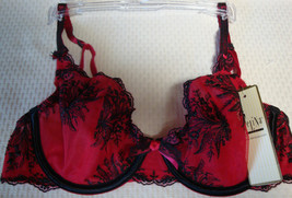 New Hot Sexy Felina Bridgette Semi Demi Underwire Bra 110255 Tango RED/BLACK 32D - £30.85 GBP