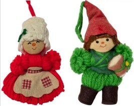 Hallmark Vintage Mrs Santa &amp; Drummer Boy 2 Pc. Gift Set Christmas Yarn O... - $17.81