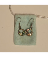 Vintage Alpaca Mexican Abalone Inlay Silver Dangle Earrings NOT MARKED - $38.10 CAD