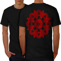 Red Mandala Art Shirt Meditation Men T-shirt Back - $12.99