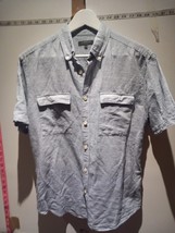 Limited Edition M&amp;S Men&#39;s Teal  Short Sleeve LINEN Shirt Size M EXPRESS ... - $27.25