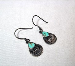 Vintage Sterling Silver BOMA Dangle Turquoise Earrings K543 - £47.48 GBP