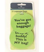 2 Luggage Identification Name Tags 3 Inch Diameter Humorous Lime Green - $7.49