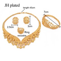 Luxury jewelry sets for women Dubai wedding gold color necklace earrings bracele - $33.20