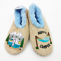 Snoozies Women&#39;s Happy Camper Appliqued Slippers Medium 7/8 Tan - £10.28 GBP